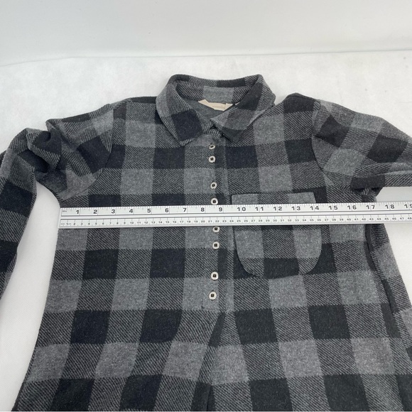 Soft Surroundings Women’s PXS Fleece Top Roll Tab Sleeve plaid tunic top - Picture 4 of 8